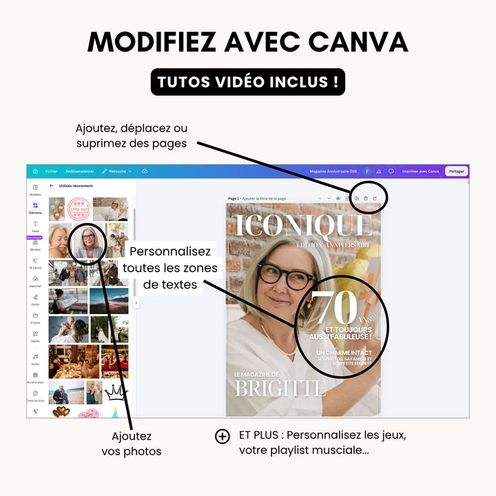 Magazine Personnalisé Anniversaire 70 ans | Modèle Canva