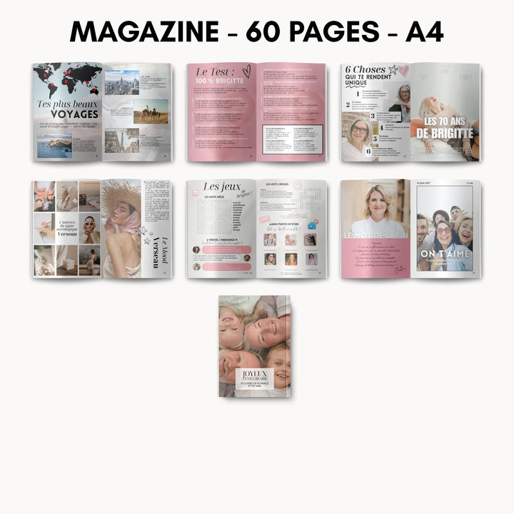 Magazine Personnalisé Anniversaire 70 ans | Modèle Canva