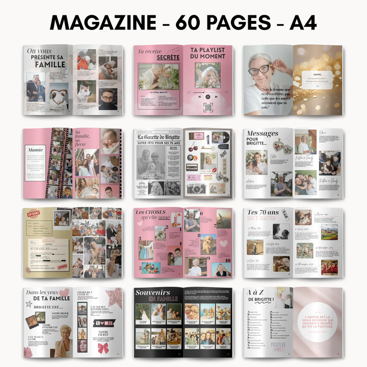 Magazine Personnalisé Anniversaire 70 ans | Modèle Canva