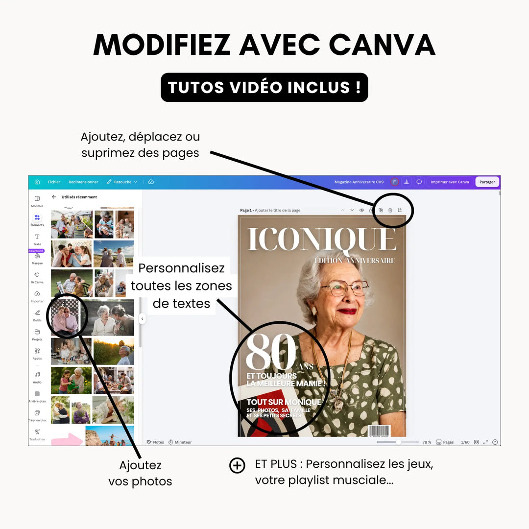 Magazine Personnalisé Anniversaire 80 ans | Modèle Canva
