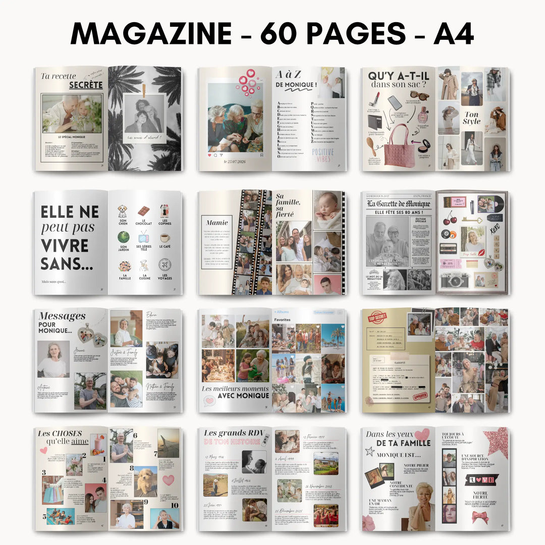 Magazine Personnalisé Anniversaire 80 ans | Modèle Canva