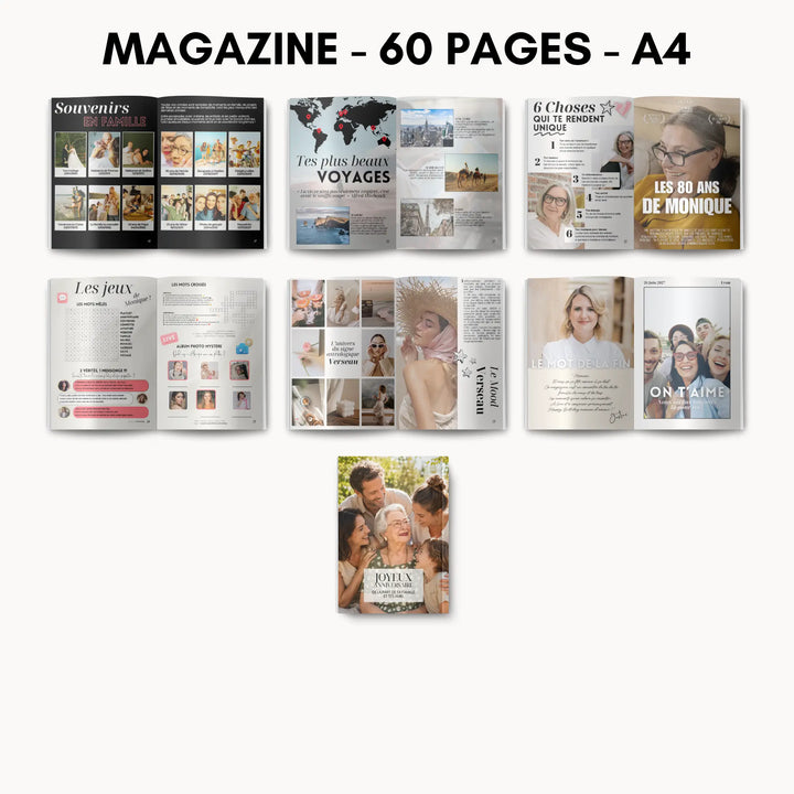 Magazine Personnalisé Anniversaire 80 ans | Modèle Canva
