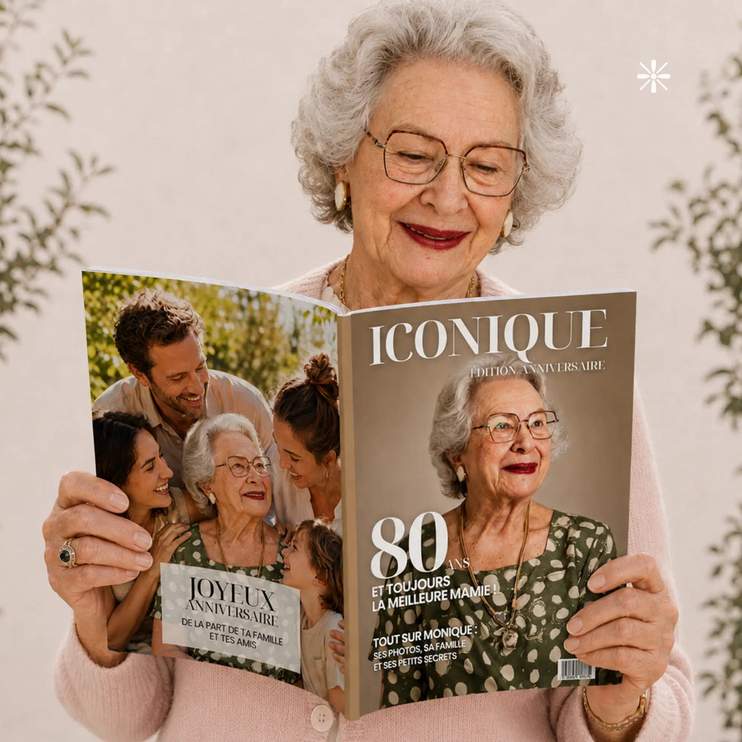 Magazine Personnalisé Anniversaire 80 ans | Modèle Canva