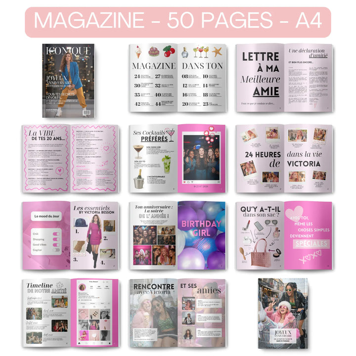 Magazine Personnalisé pour Anniversaire Bestie | Modèle Canva à personnaliser