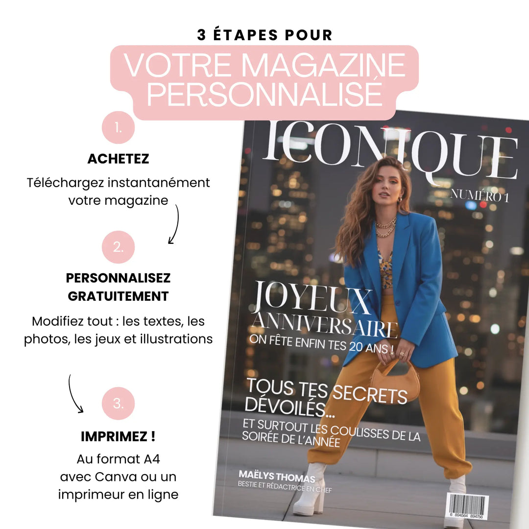 Magazine Personnalisé pour Anniversaire Bestie | Modèle Canva à personnaliser