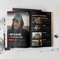 Photo d'un magazine personnalisé avec une double-page Netflix personnalisée pour un anniversaire.