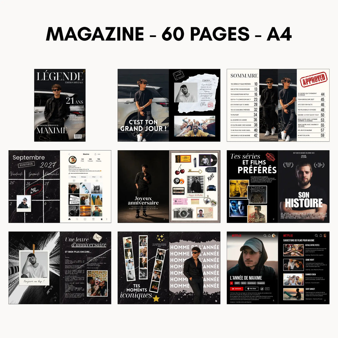 Magazine Personnalisé Anniversaire Homme | Modèle Canva à personnaliser