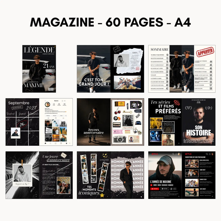 Magazine Personnalisé Anniversaire Homme | Modèle Canva à personnaliser