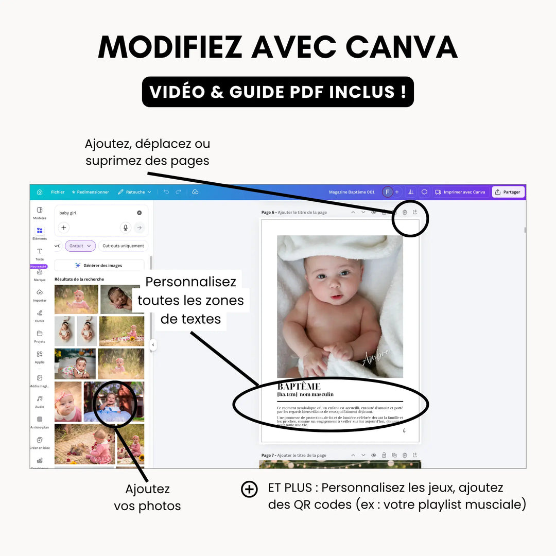 Comment modifier son journal baptême avec canva.