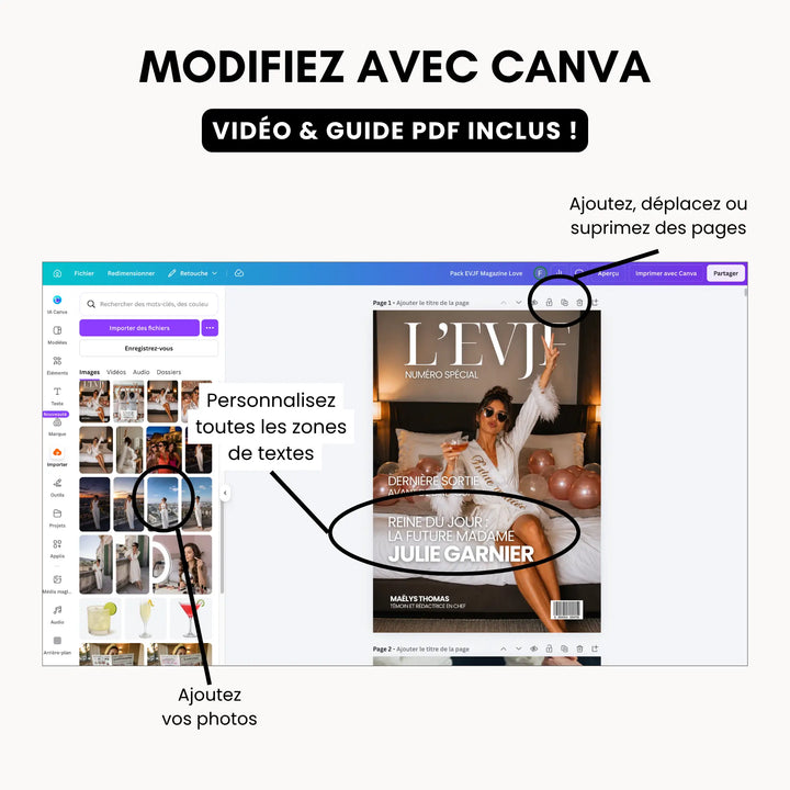 Magazine Personnalisé EVJF Love | Modèle Canva à personnaliser