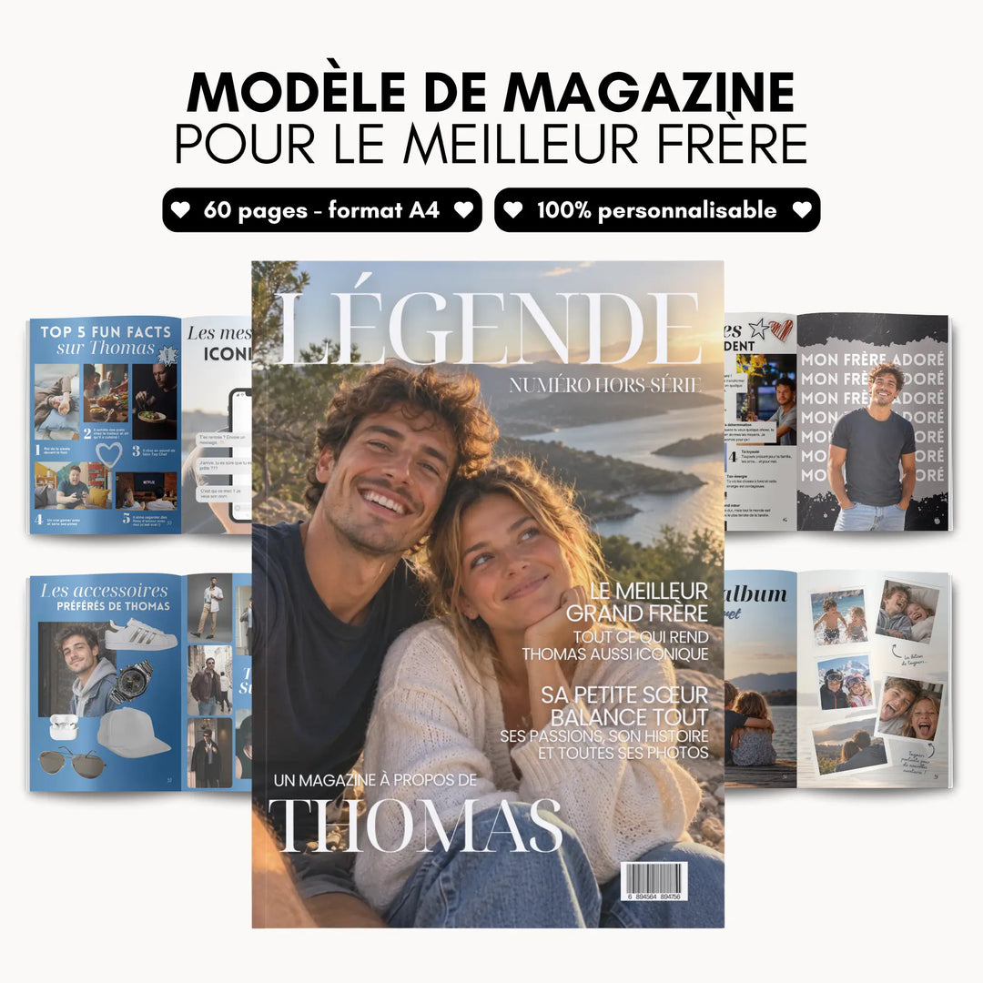 Magazine Personnalisé Frère | Modèle Canva à personnaliser