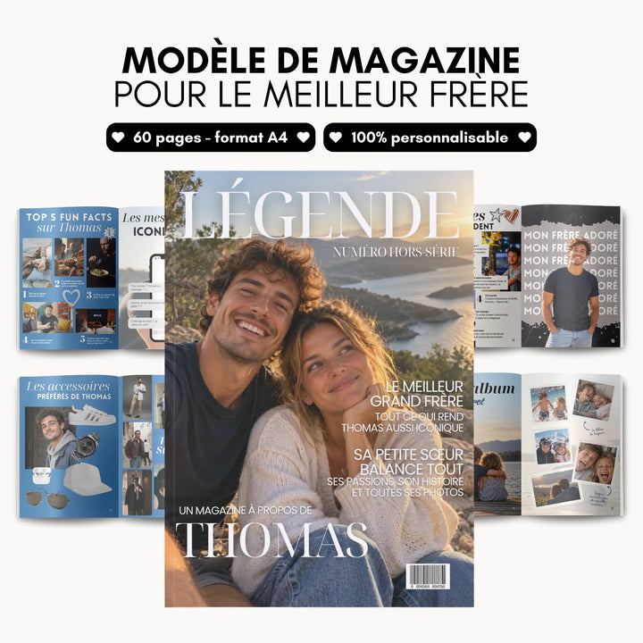 Magazine Personnalisé Frère | Modèle Canva à personnaliser