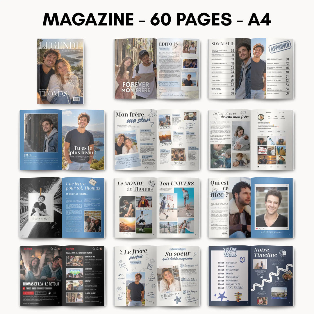 Magazine Personnalisé Frère | Modèle Canva à personnaliser