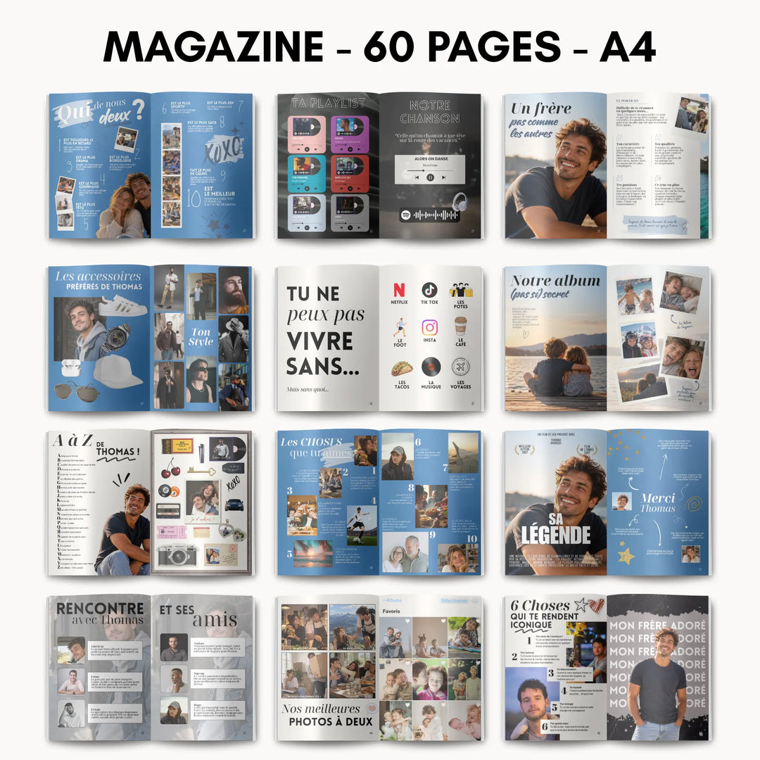 Magazine Personnalisé Frère | Modèle Canva à personnaliser