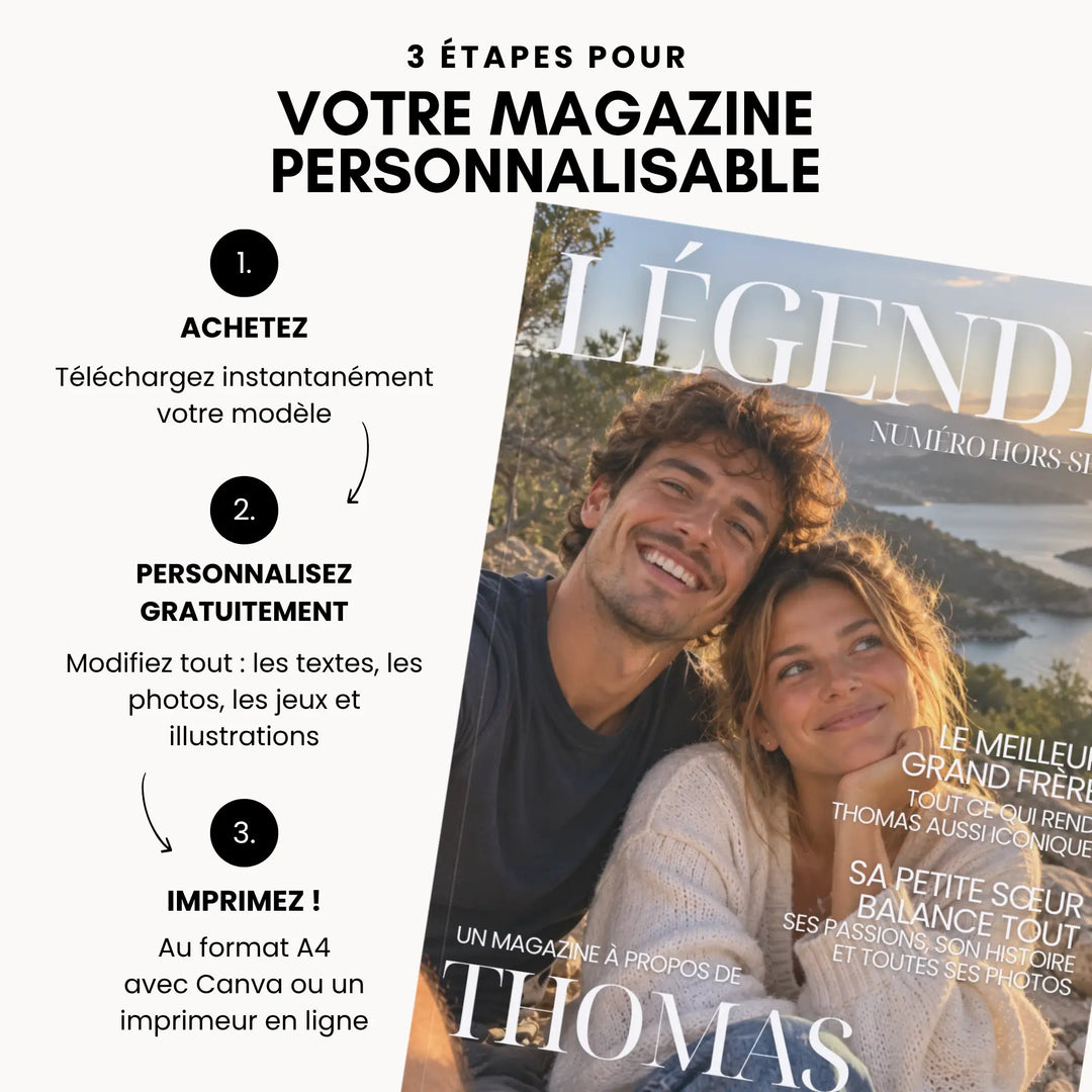 Magazine Personnalisé Frère | Modèle Canva à personnaliser
