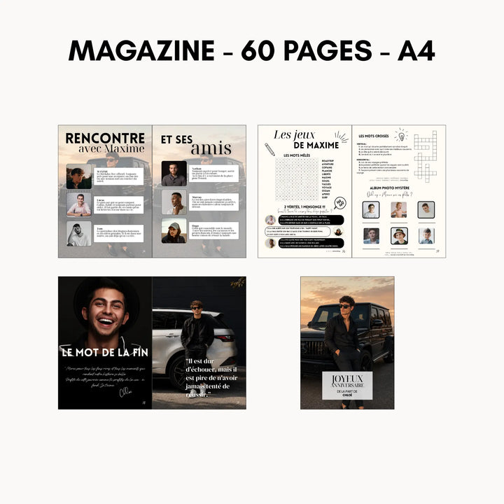 Magazine Personnalisé Anniversaire Homme | Modèle Canva à personnaliser