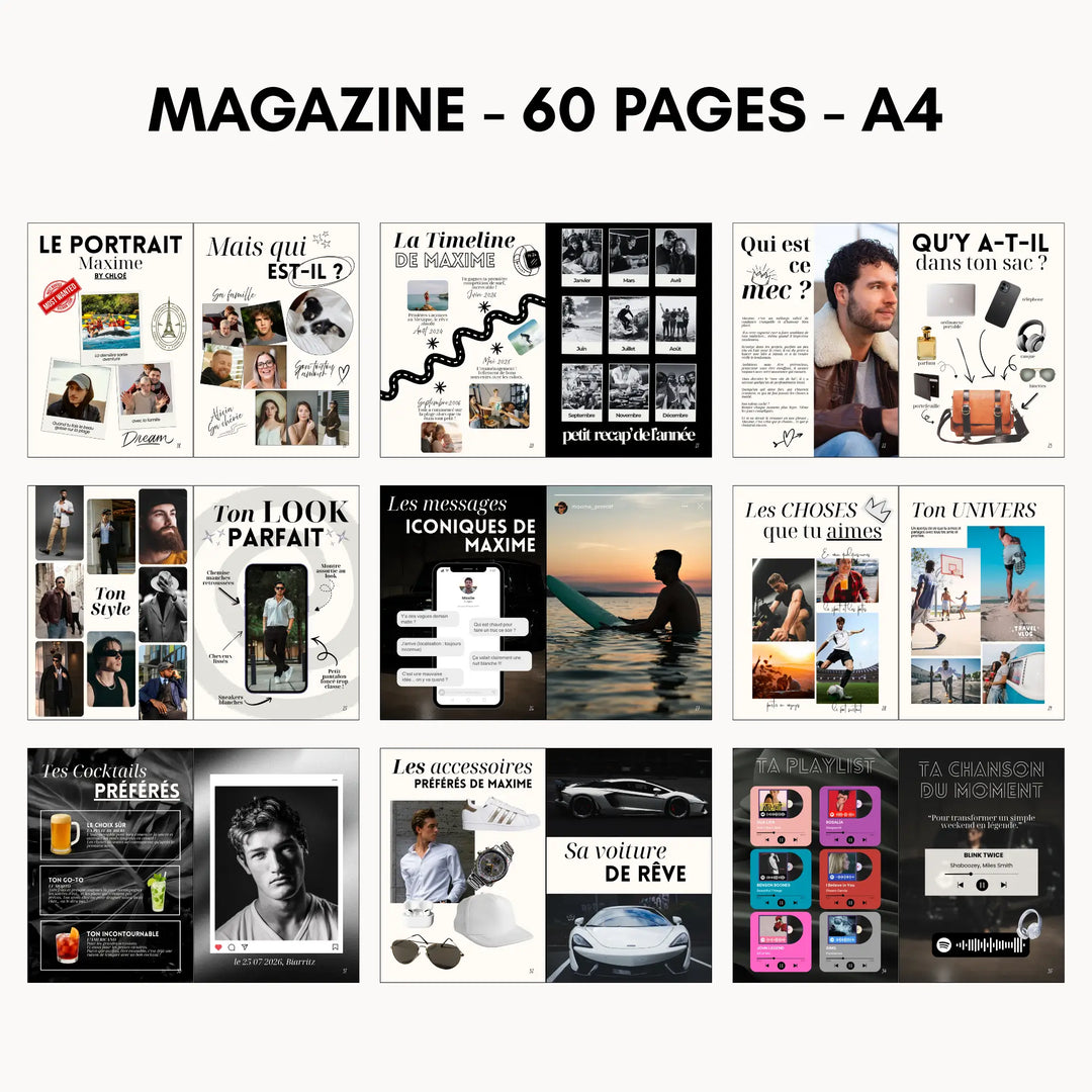 Magazine Personnalisé Anniversaire Homme | Modèle Canva à personnaliser