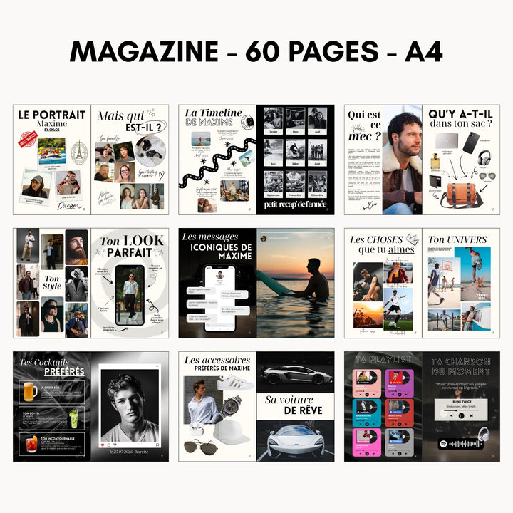 Magazine Personnalisé Anniversaire Homme | Modèle Canva à personnaliser