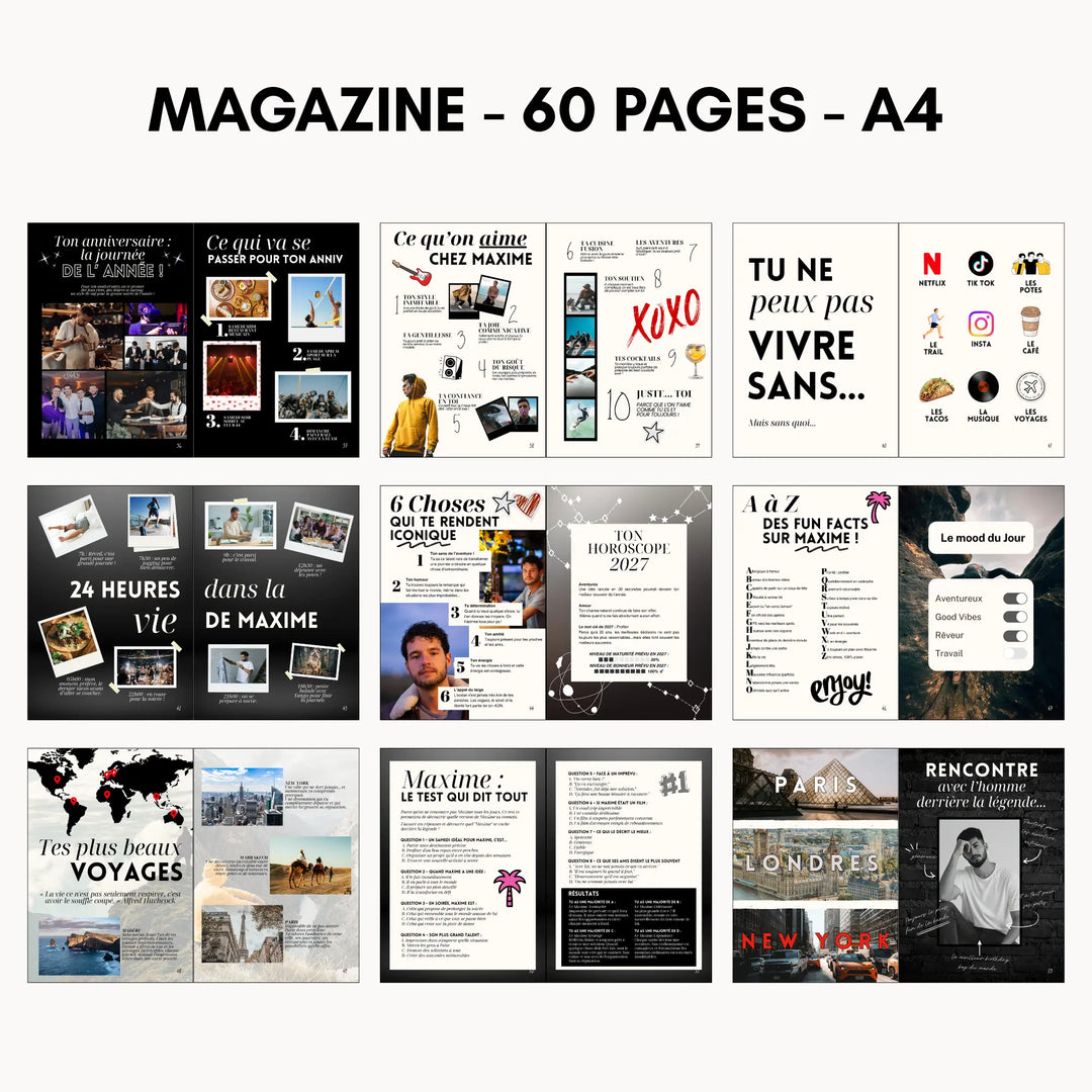 Magazine Personnalisé Anniversaire Homme | Modèle Canva à personnaliser