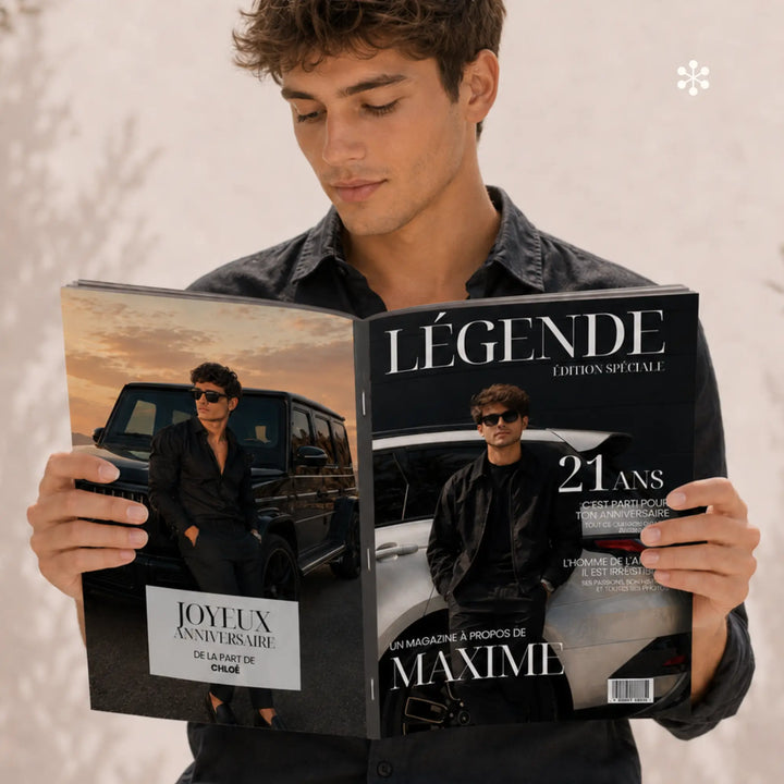 Magazine Personnalisé Anniversaire Homme | Modèle Canva à personnaliser