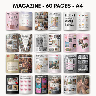 Pages du magazine personnalisé maman : ses messages préférés, sa playlist et ses secrets