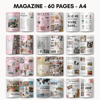 Idée cadeau mamie : pages du magazine avec messages, souvenirs et grands rendez-vous