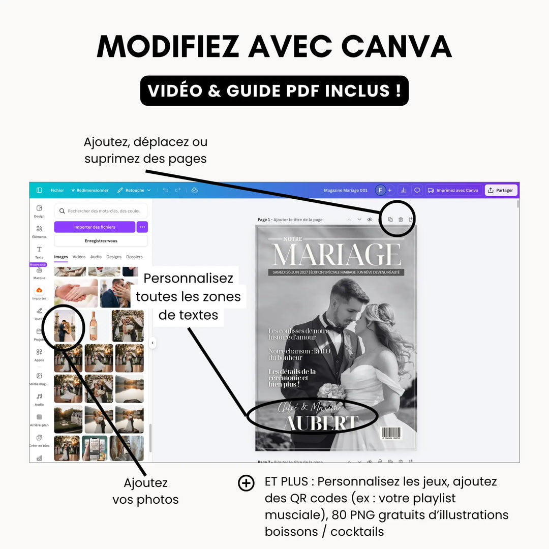 Comment modifiez son magazine de mariage personnalisé avec Canva.