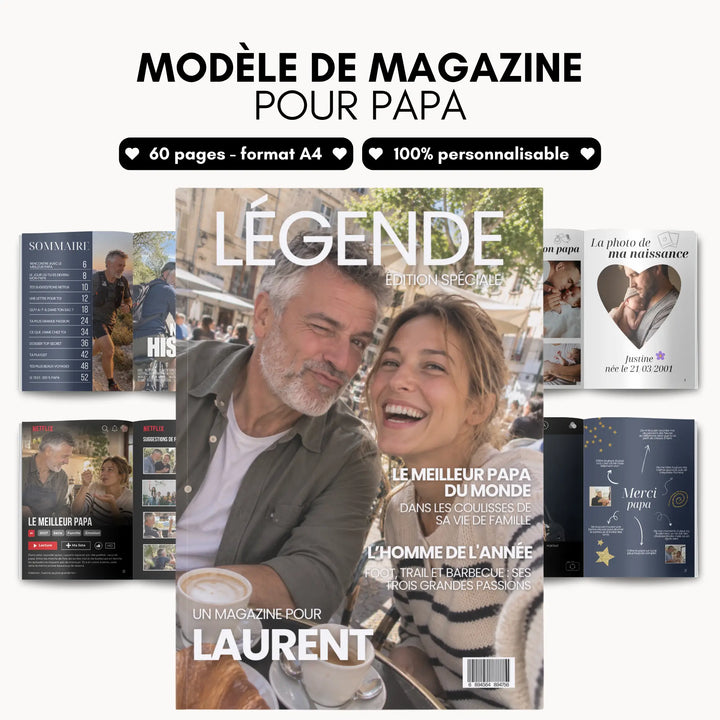 Magazine Personnalisé Papa | Modèle Canva à personnaliser