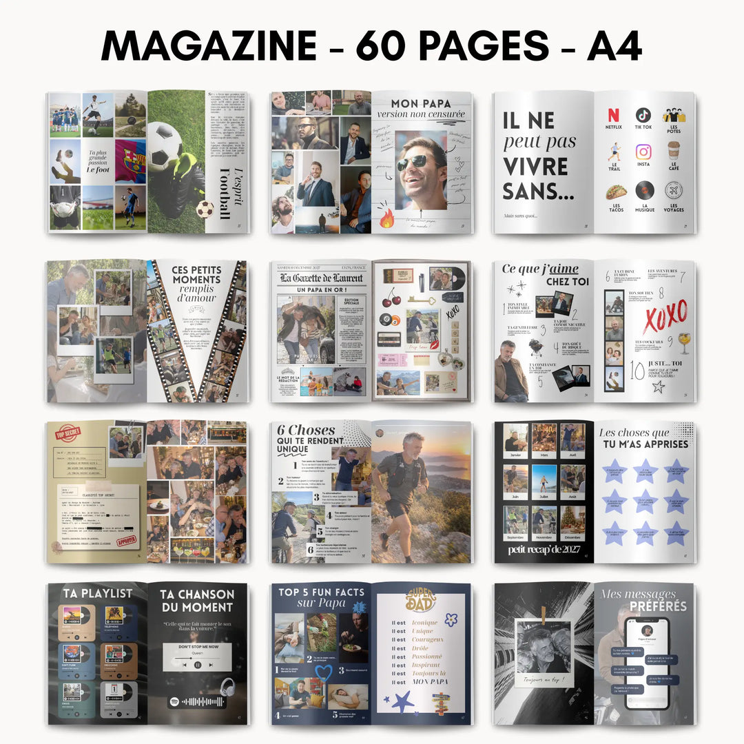 Magazine Personnalisé Papa | Modèle Canva à personnaliser