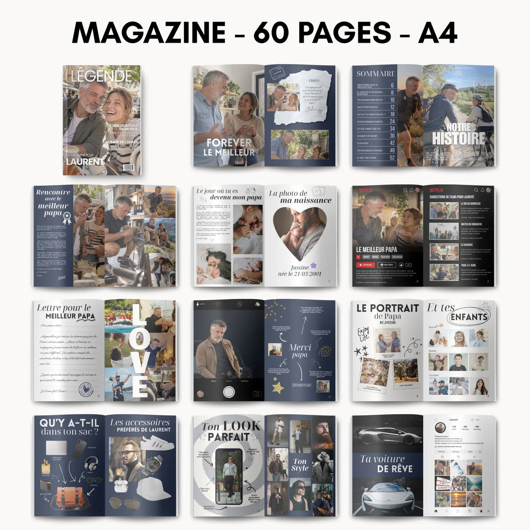 Magazine Personnalisé Papa | Modèle Canva à personnaliser