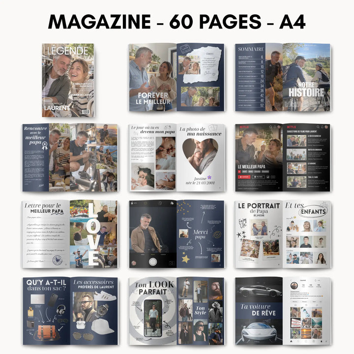 Magazine Personnalisé Papa | Modèle Canva à personnaliser