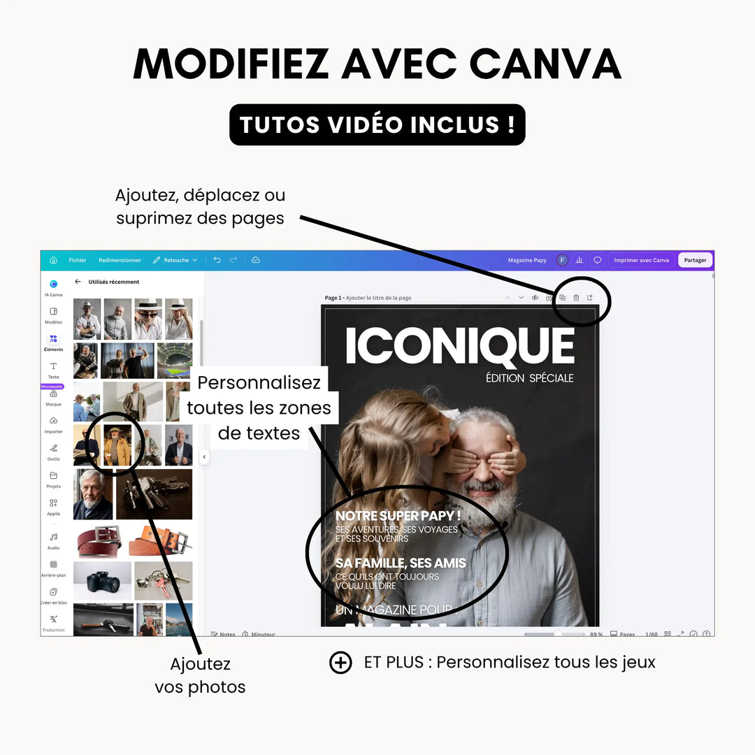 Magazine Personnalisé Papy | Modèle Canva à personnaliser