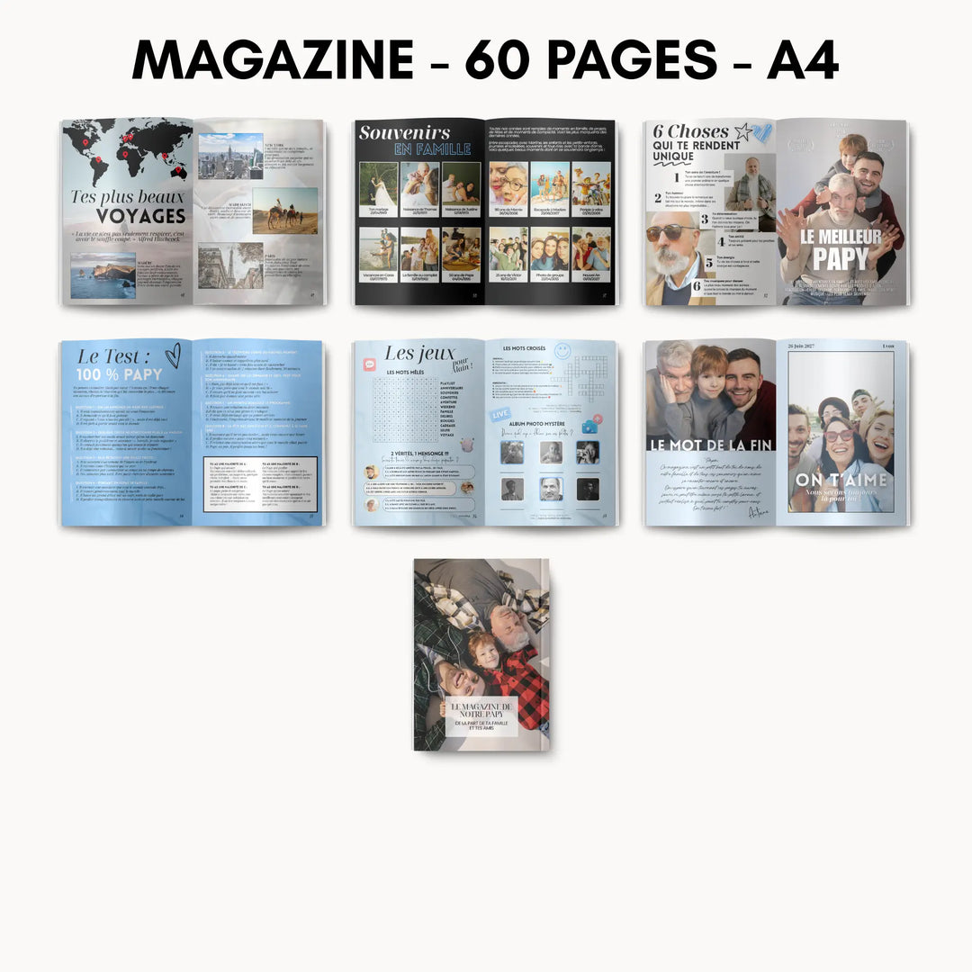Magazine Personnalisé Papy | Modèle Canva à personnaliser