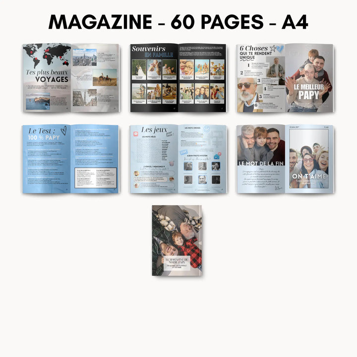 Magazine Personnalisé Papy | Modèle Canva à personnaliser