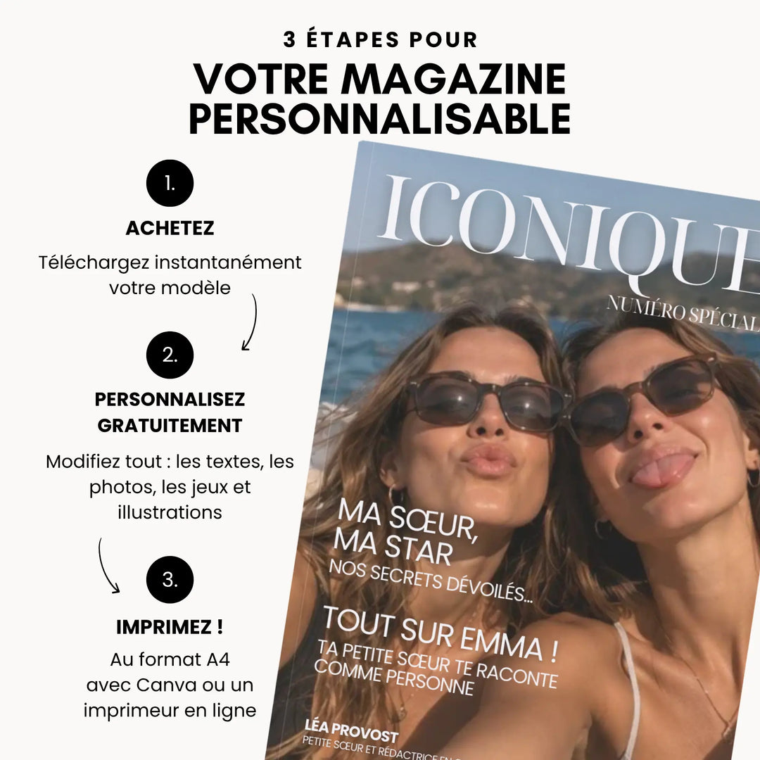 Magazine Personnalisé Sœur | Modèle Canva à personnaliser