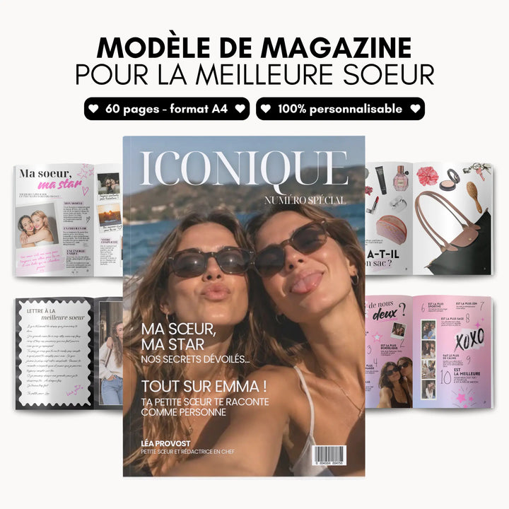 Magazine Personnalisé Sœur | Modèle Canva à personnaliser