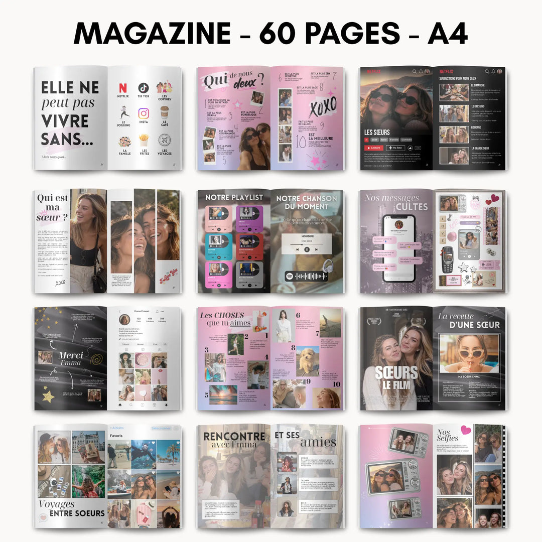 Magazine Personnalisé Sœur | Modèle Canva à personnaliser