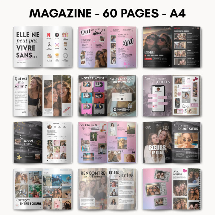 Magazine Personnalisé Sœur | Modèle Canva à personnaliser