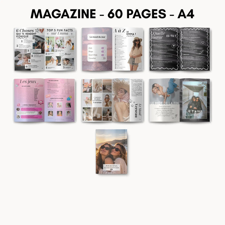 Magazine Personnalisé Sœur | Modèle Canva à personnaliser