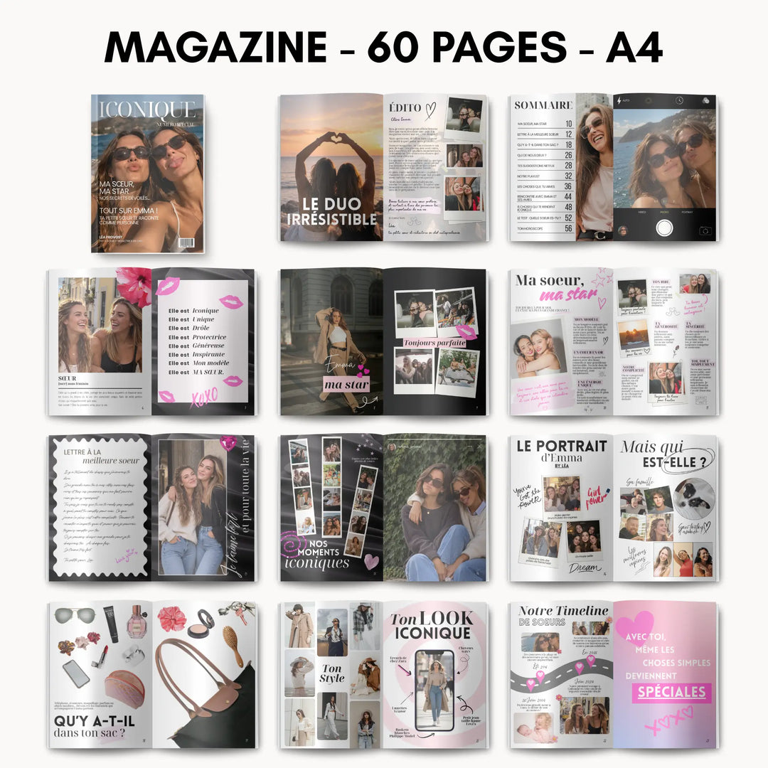 Magazine Personnalisé Sœur | Modèle Canva à personnaliser