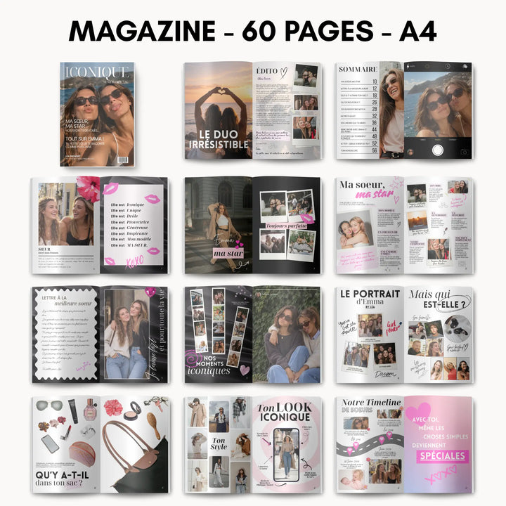Magazine Personnalisé Sœur | Modèle Canva à personnaliser
