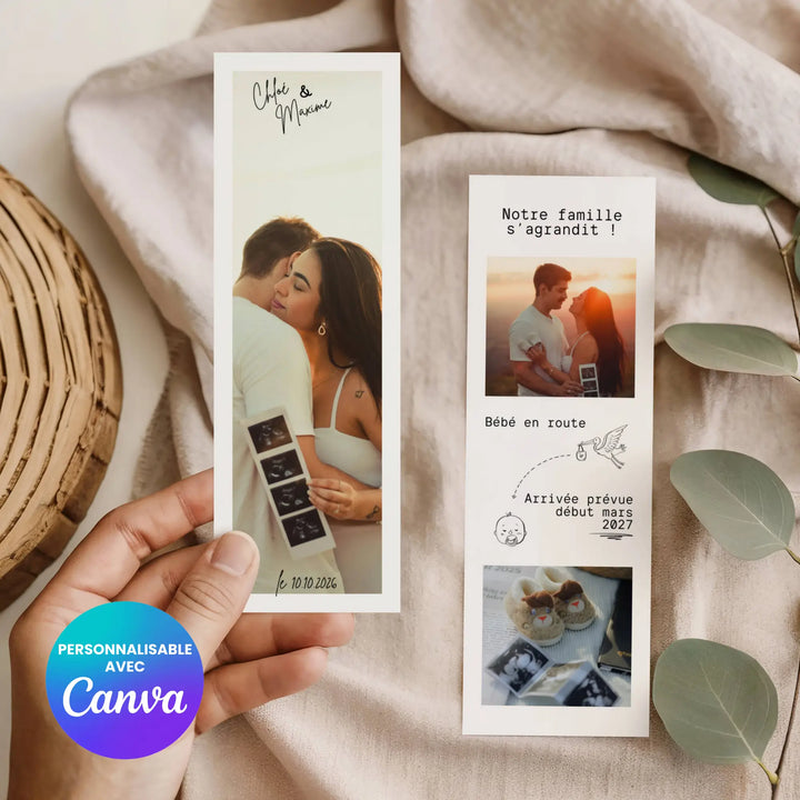 Annonce de grosses originale et souvenir à conserver avec ce marque-page personnalisable.