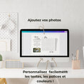 Charger l'image dans la visionneuse de la galerie, Écran d'ordinateur montrant un template Canva modifiable de jeu de mots croisés mariage avec liste de mots, cadre photo et illustrations automobiles sur bureau moderne
