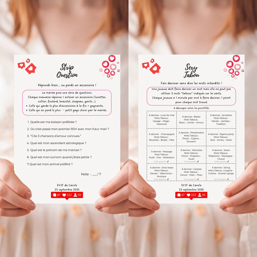 Jeux strip question et sexy tabou avec questions intimes et mots interdits pour animation adulte evjf