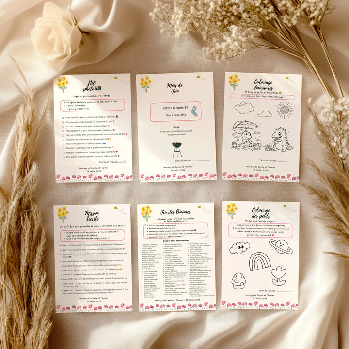 Pack 53 jeux de mariage à imprimer – activités ludiques pour invités, enfants et adultes, modèles Canva personnalisables