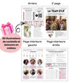 Charger l'image dans la visionneuse de la galerie, Aperçu des 4 pages de la gazette EVJF personnalisable avec jeux, portraits, programme et 80 illustrations de cocktails offertes.
