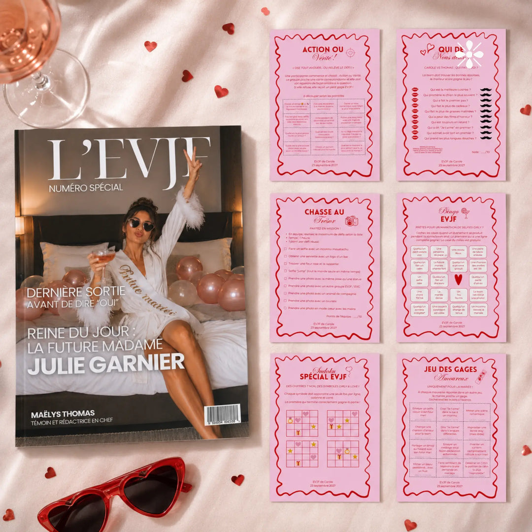 Pack EVJF Magazine + Jeux | Modèles Canva à personnaliser