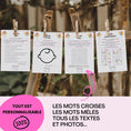 Charger l'image dans la visionneuse de la galerie, Fiches d'activités baptême suspendues sur corde, quiz bébé et jeux thématiques dans présentation rustique extérieure
