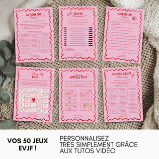 des jeux evjf à imprimer personnalisables avec le bingo, mots croisés, gages, défis et activités evjf.