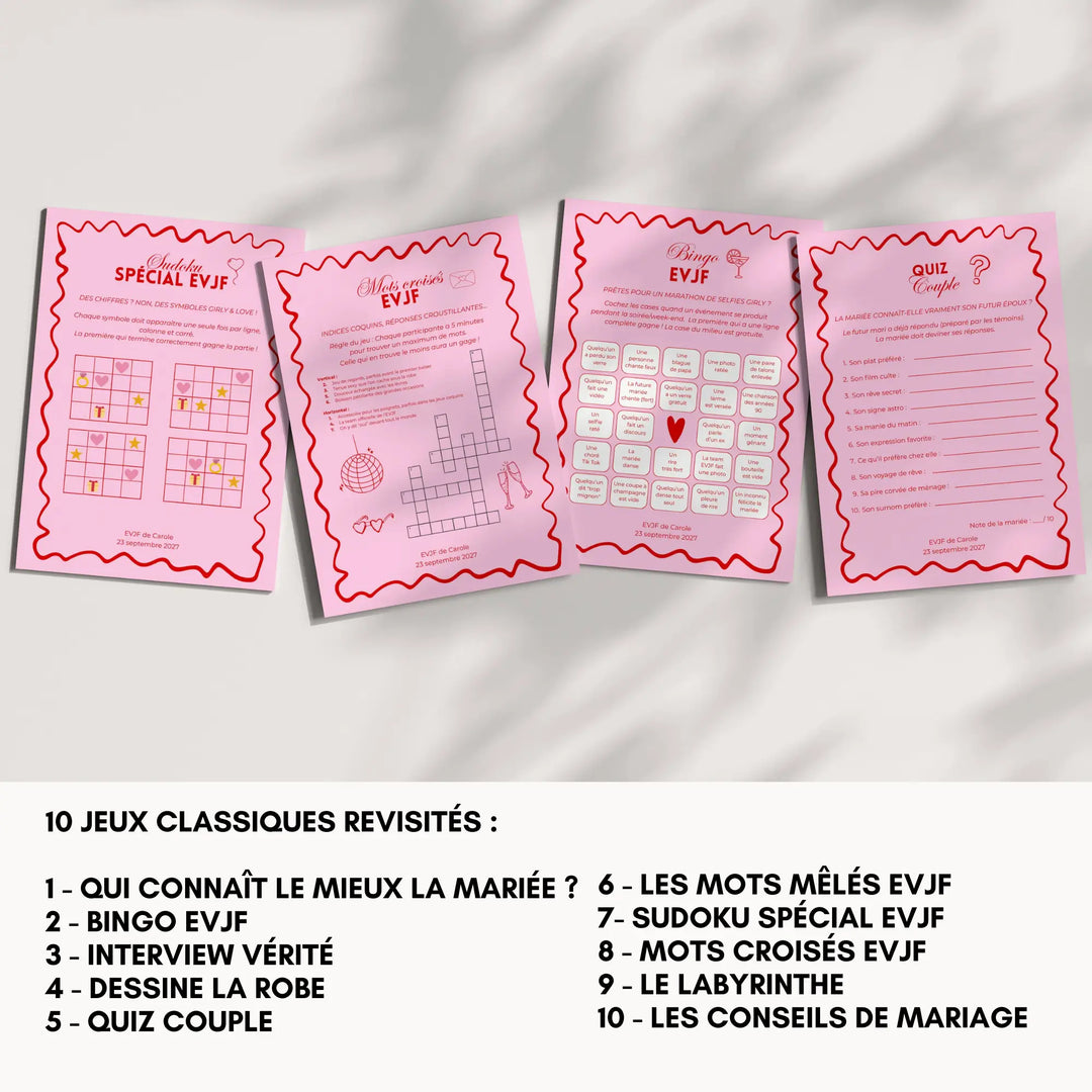 personnalise tes jeux evjf pour organiser un evjf fun et moderne sur le thème amour.